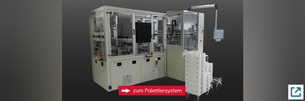 Flexibles Palettiersystem für Karpulen-Packmaschine